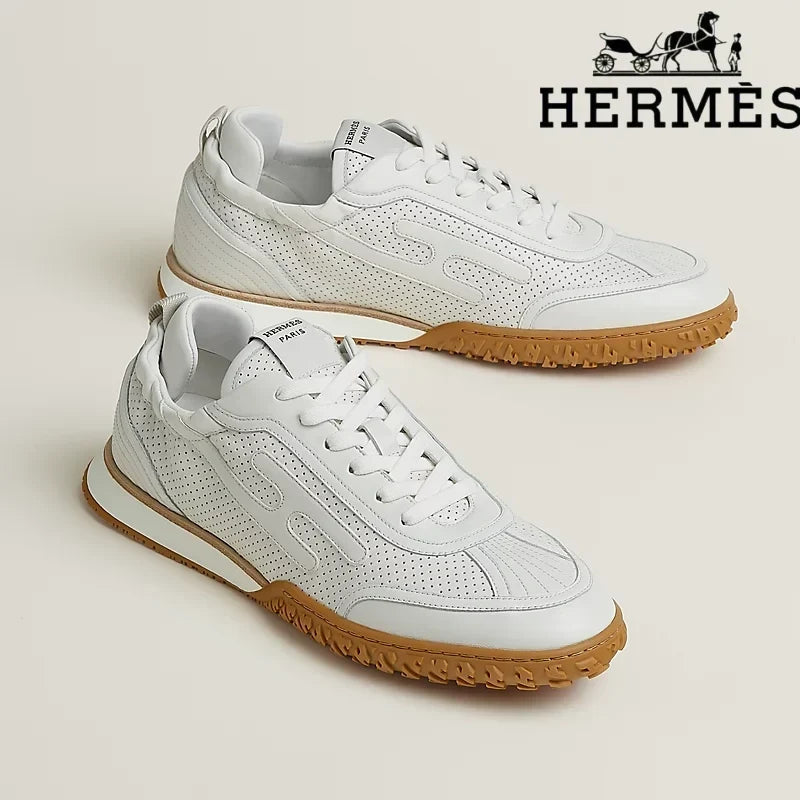 Hermès womens shoes men sneaker White Perforated Leather Sneaker