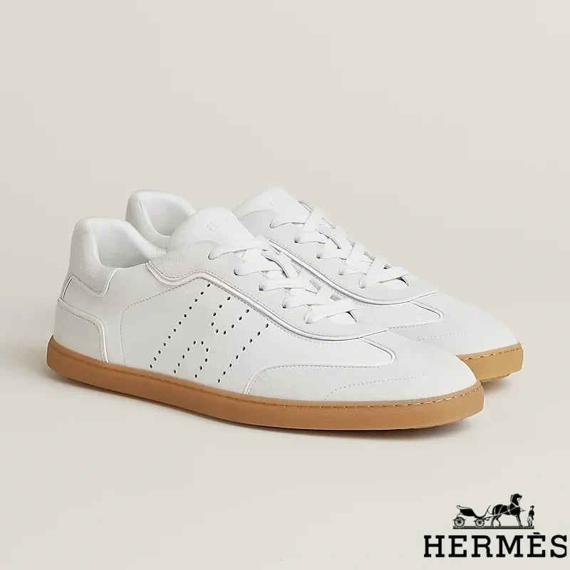 Hermès womens shoes men sneaker White Leather and Suede Low Sneakers