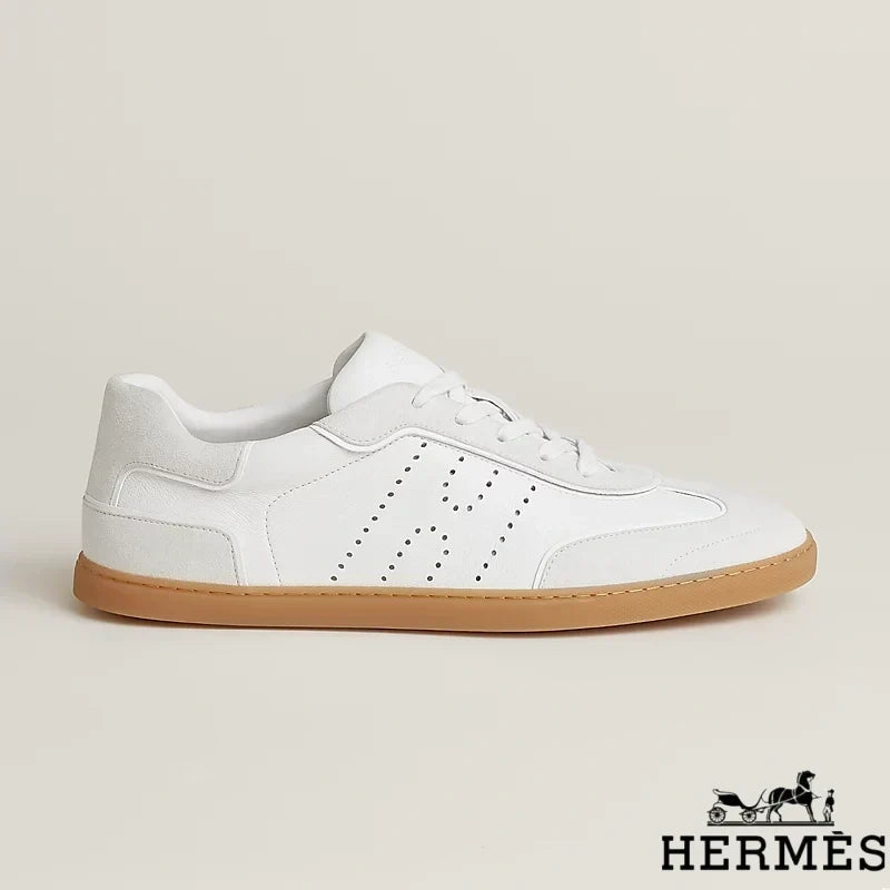 Hermès womens shoes men sneaker White Leather and Suede Low Sneakers