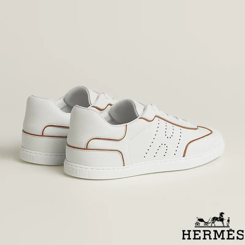 Hermès womens shoes men sneaker White Leather Perforated H Sneakers