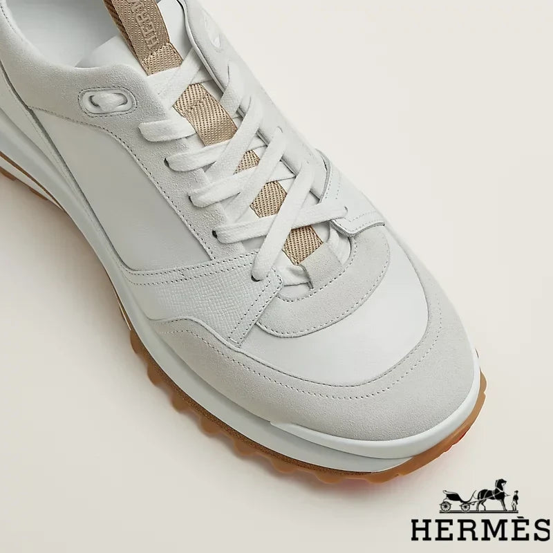 Hermès womens shoes men sneaker  White Mixed Material Hiking Sneakers
