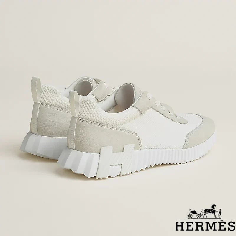 Hermès Off-White Mixed Material Platform Sneakers