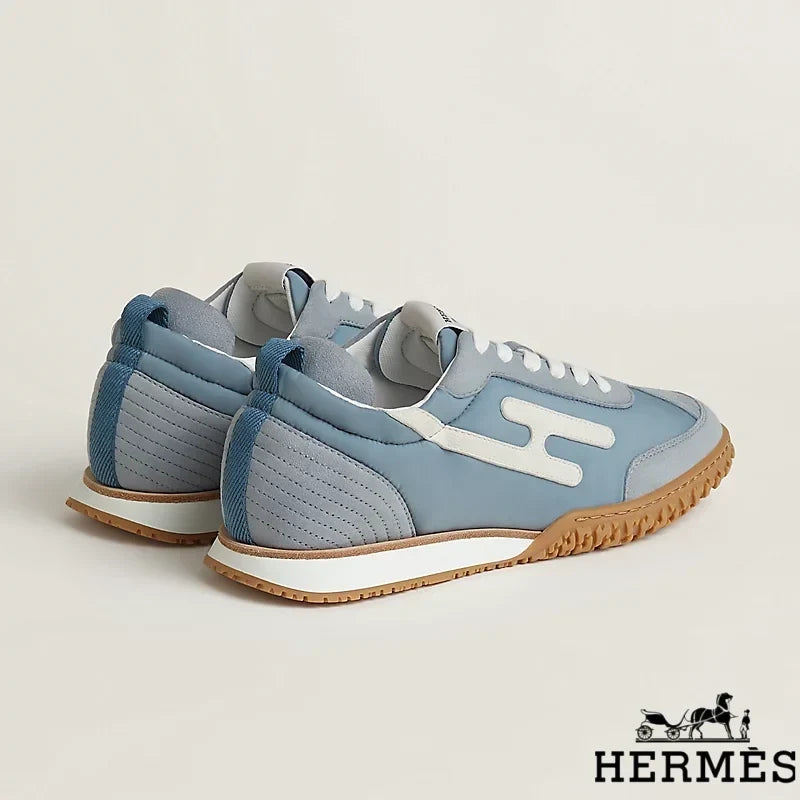Hermès Light Blue Mixed Fabric Retro Sneakers