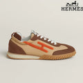 Hermès Brown, Beige and Orange H-Logo Sneakers