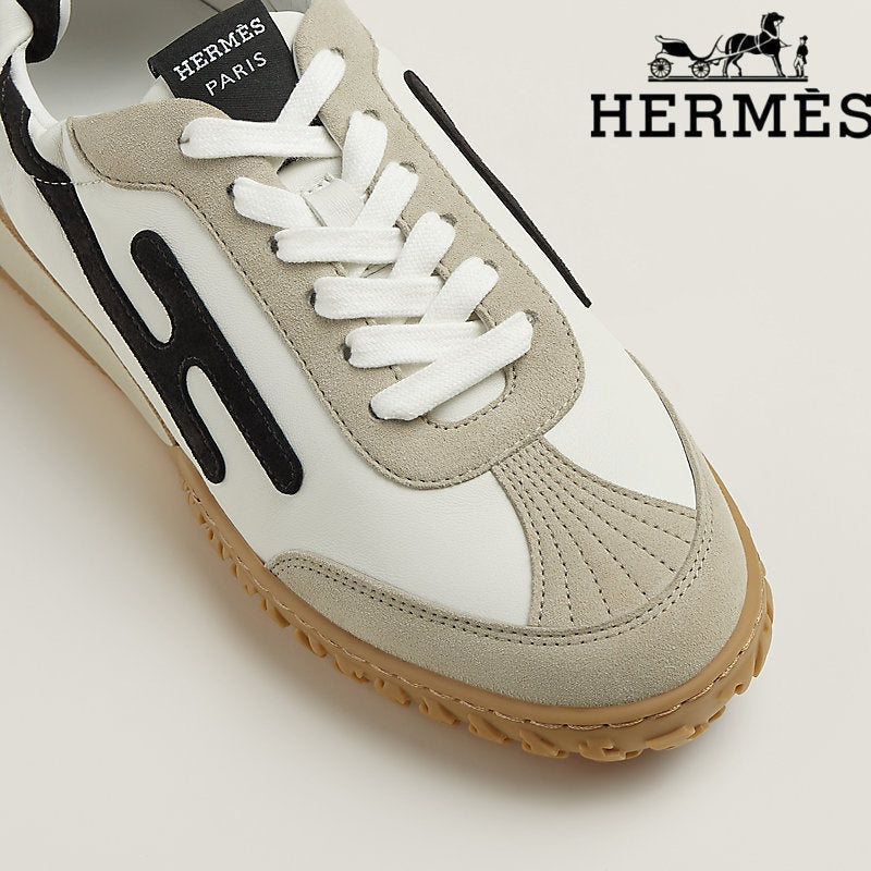 Hermès Jet Sneaker in White, Beige and Black