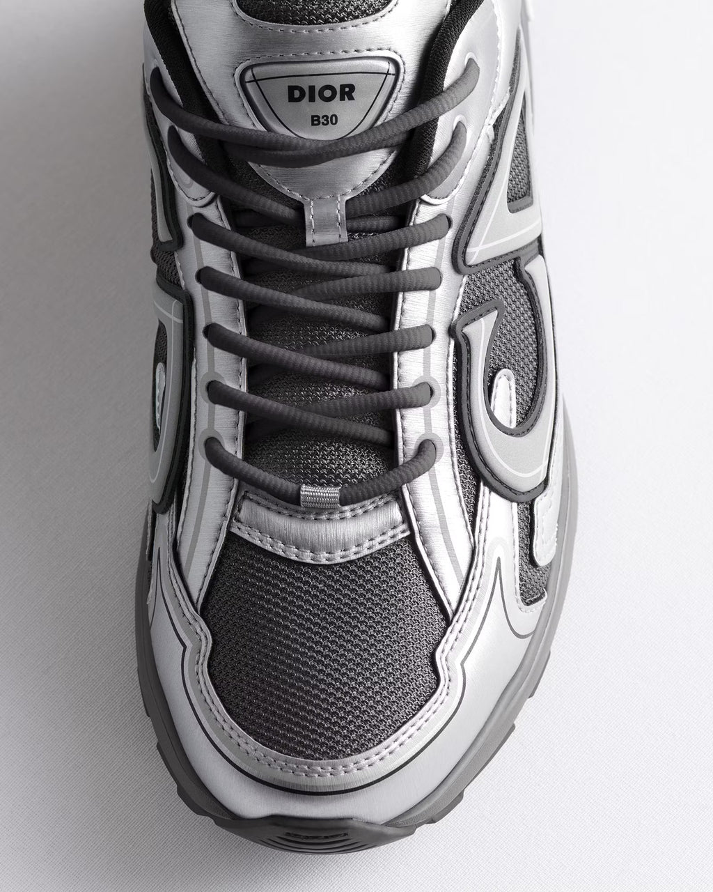 Dior B30 Women's & Men's Shoes - Metallic Silver / Charcoal Grey / Black Sneakers