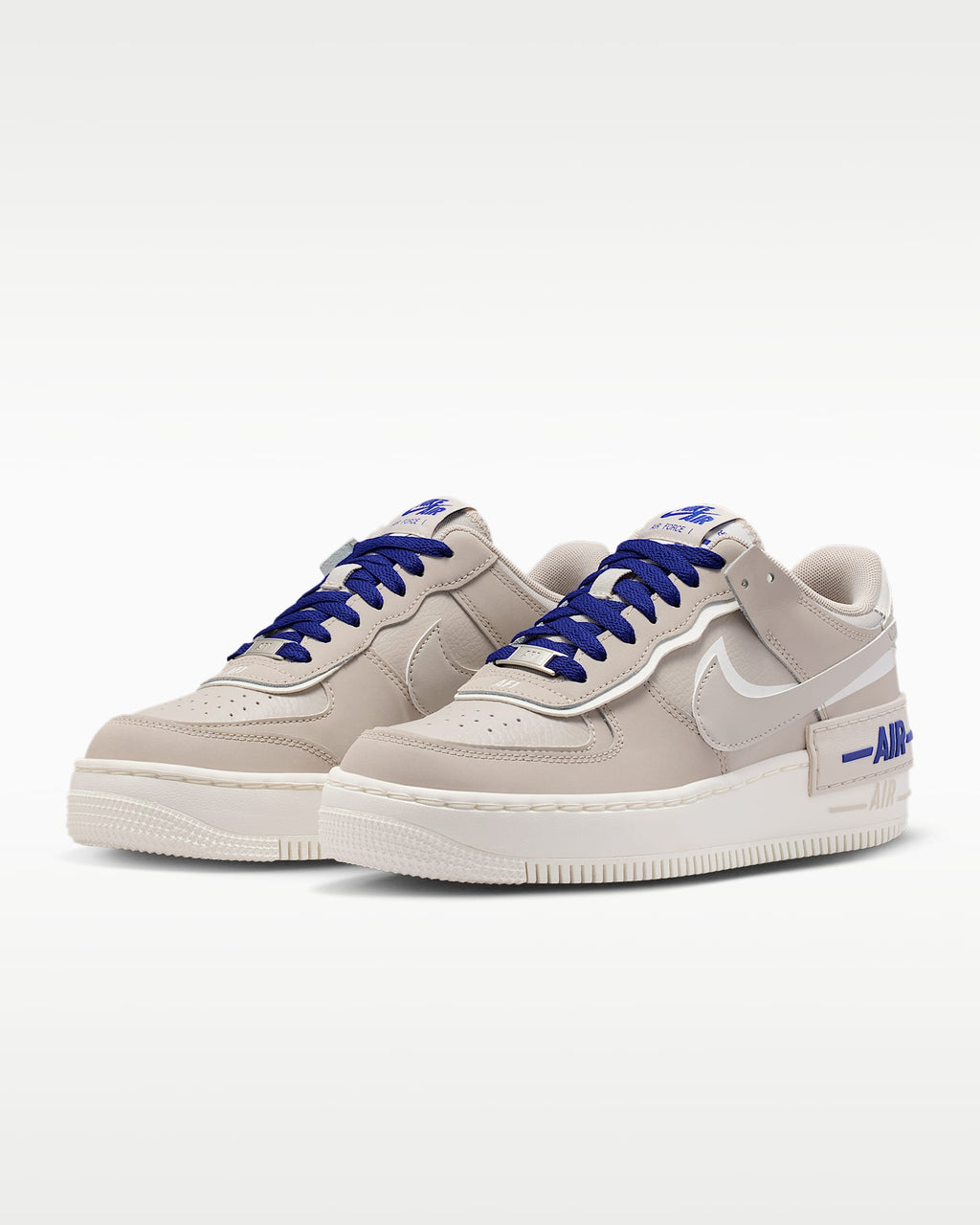 Nike Air Force 1 Shadow Light Taupe White Royal Blue Sneakers mens low top shoes