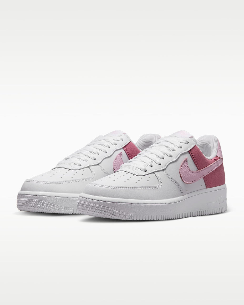 nike mens low top shoes Air Force 1 '07 White Two-Tone Pink Color-Block Sneakers