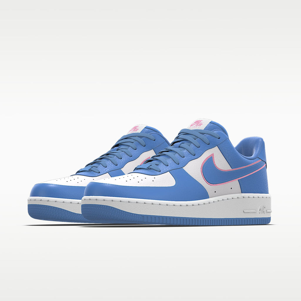 Nike Air Force 1 '07 Light Blue White Pink Outline Color-Block Sneakers mens low top shoes