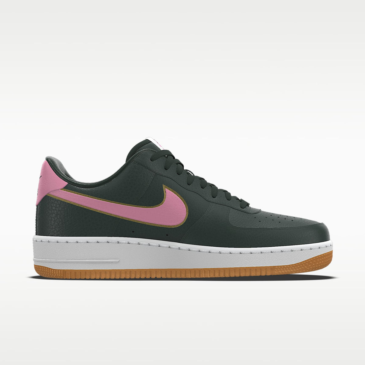 Nike Air Force 1 '07 Dark Green Pink Swoosh Gum Outsole Sneakers mens low top shoes