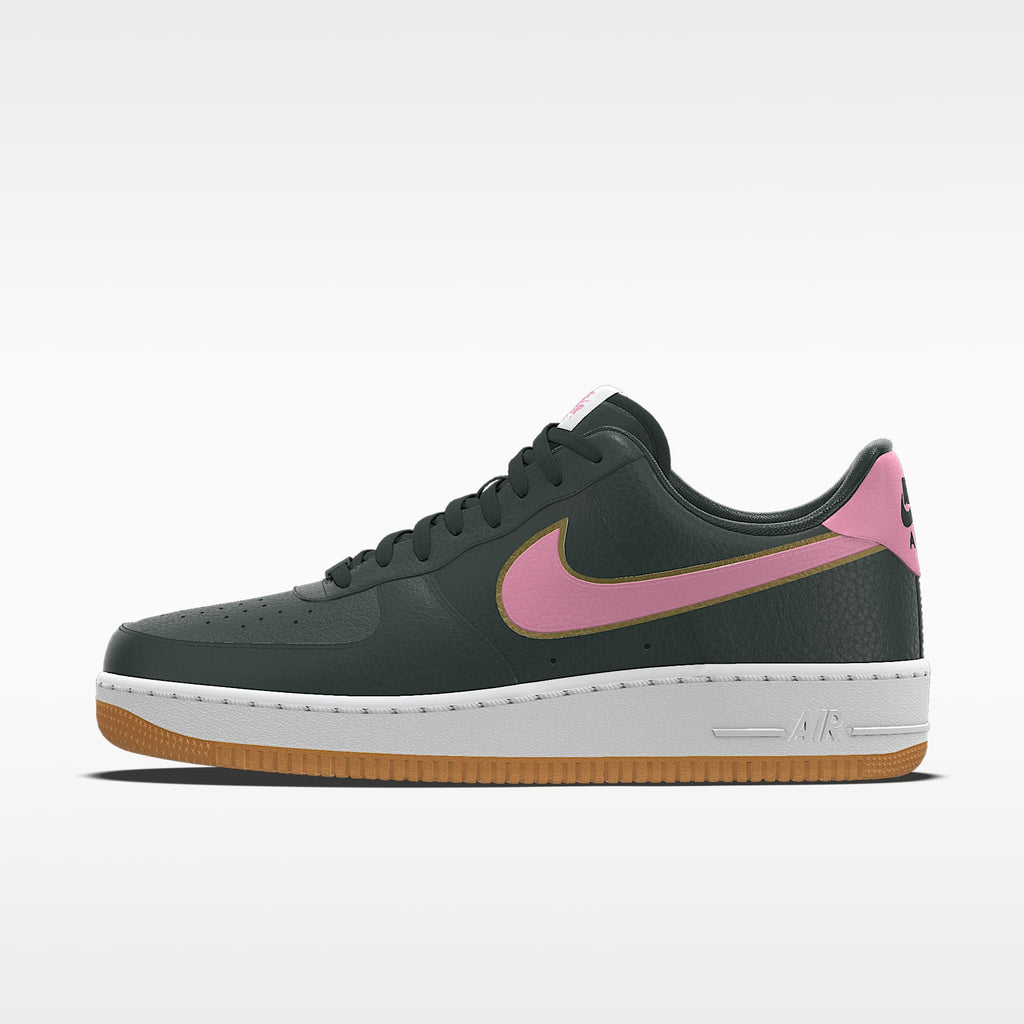 Nike Air Force 1 '07 Dark Green Pink Swoosh Gum Outsole Sneakers mens low top shoes