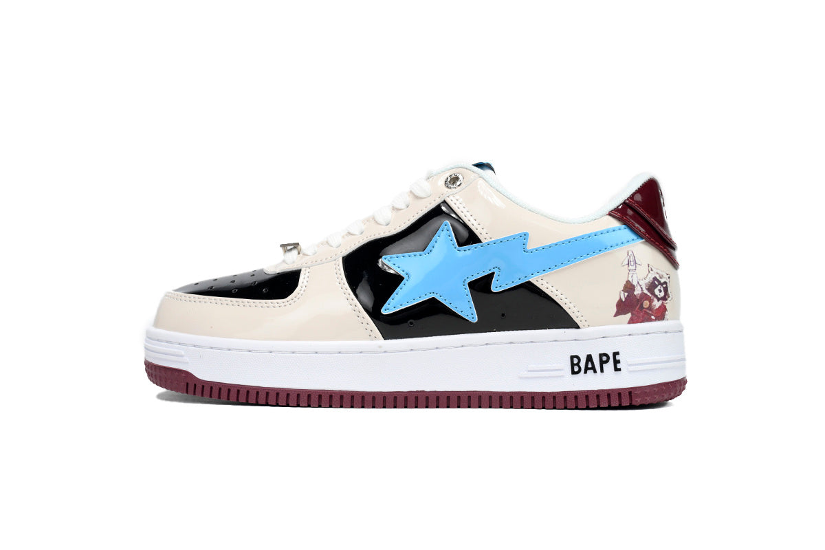 A BATHING APE BAPE STA Cream & Black Blue-Star Sneakers | Women's & Men's Skate-Inspired Shoes