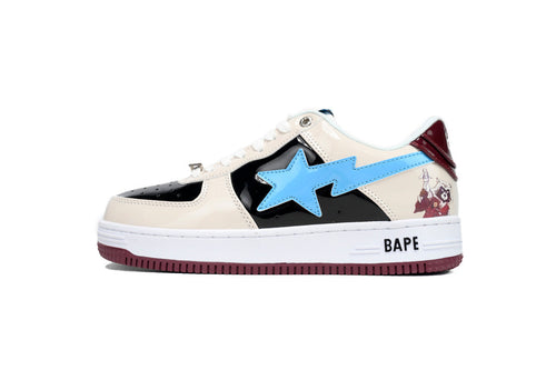 A BATHING APE BAPE STA Cream & Black Blue-Star Sneakers | Women's & Men's Skate-Inspired Shoes