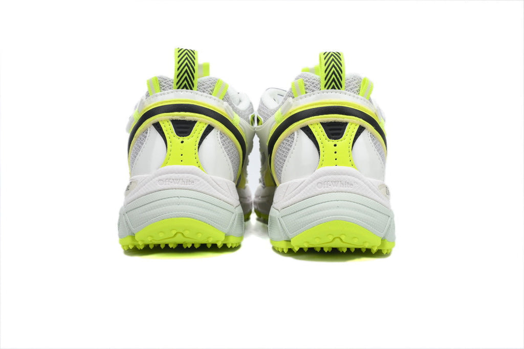 Off-White Be Right Back Women's Men's Shoes | White & Neon Yellow Mesh Retro Sneakers