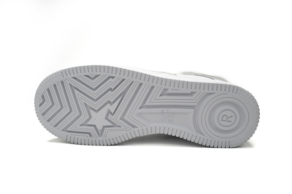 A BATHING APE BAPE STA Light Grey & White Sneakers | Women's & Men's Skate-Inspired Shoes