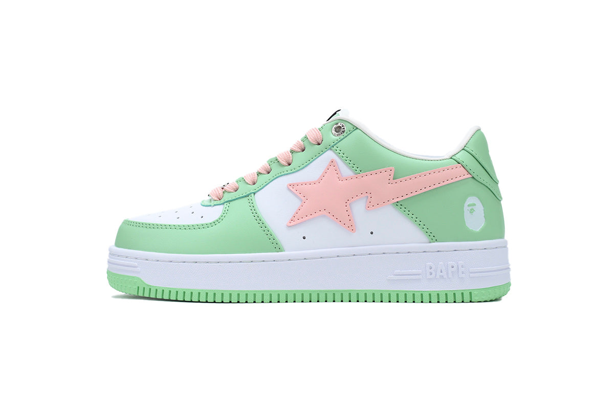 A BATHING APE BAPE STA Mint Green, White & Pink Sneakers | Women's & Men's Skate-Inspired Shoes