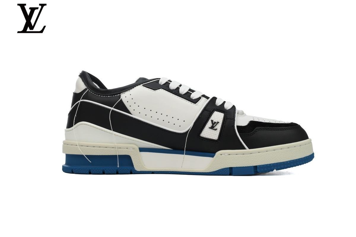 Louis Vuitton LV shoes for man  women Trainer Sneaker – Black, White & Blue