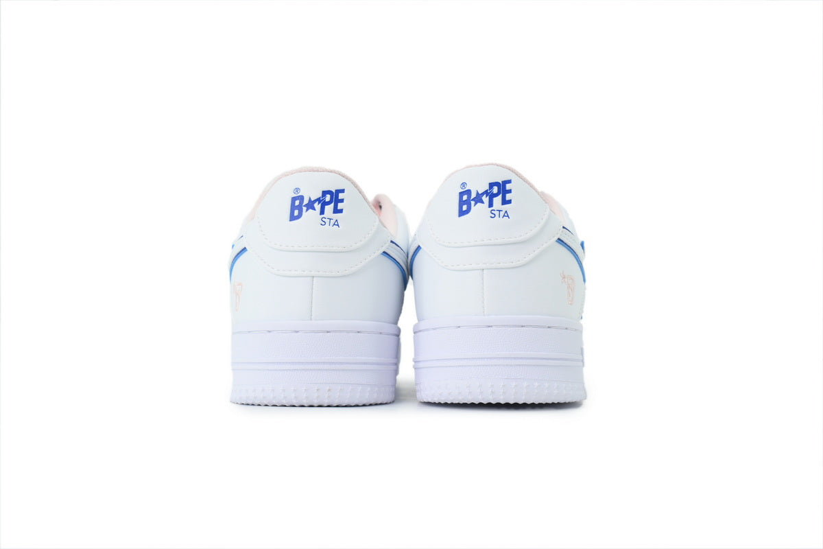 A BATHING APE BAPE STA White & Blue Outline-Star Sneakers | Women's & Men's Skate-Inspired Shoes