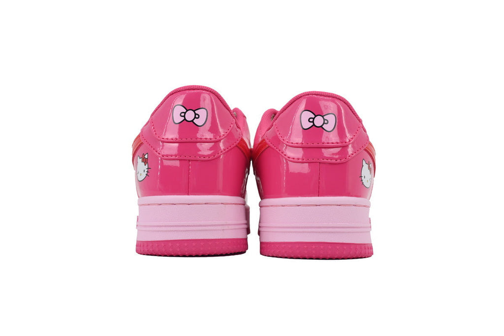 A BATHING APE BAPE STA Glossy Hot Pink Hello Kitty Graphic Sneakers | Women's & Men's Skate-Inspired Shoes