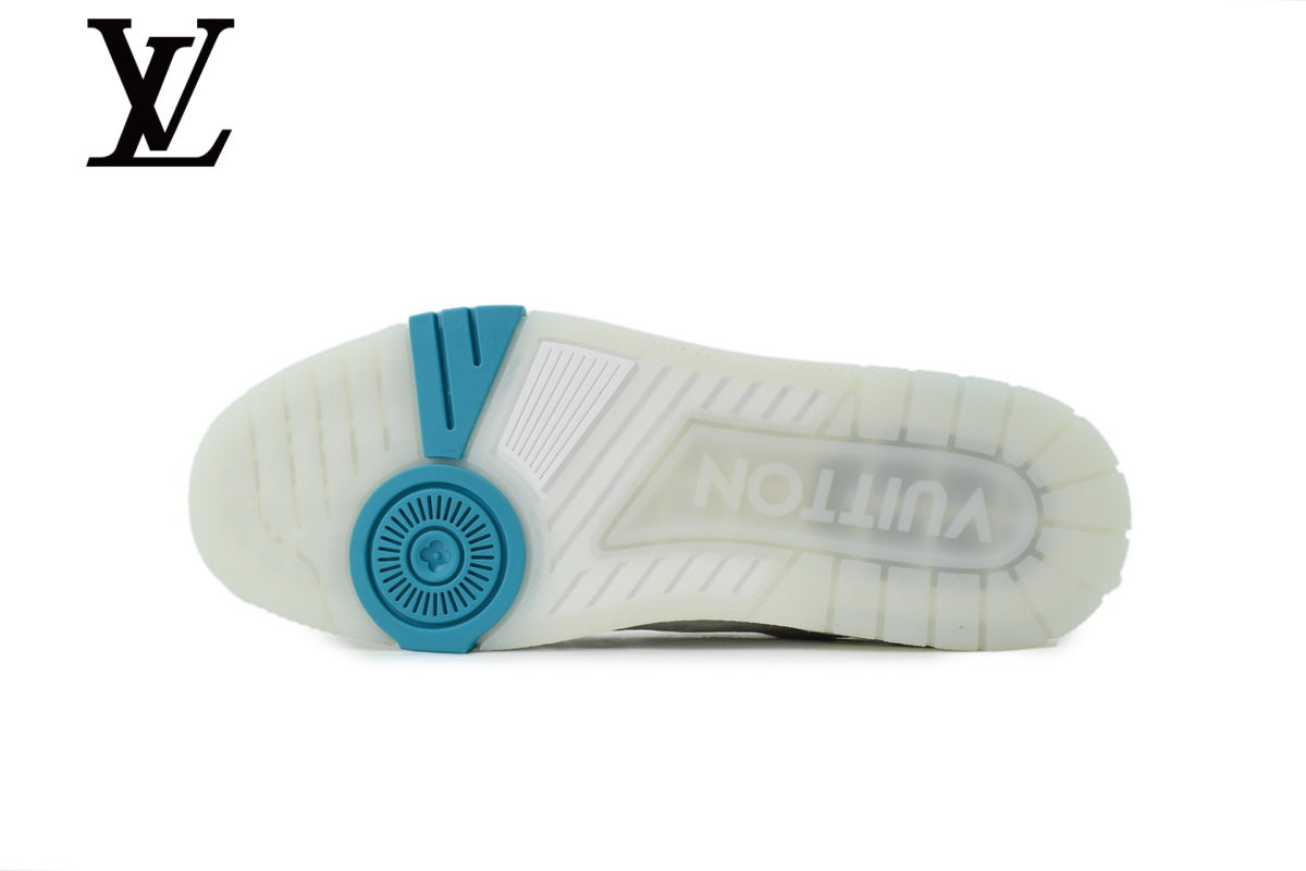 Louis Vuitton Trainer shoes for man  women Sneakers - White and Light Blue