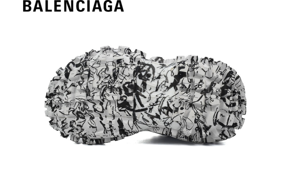 Balenciaga Graffiti Defender Sneakers in Black and White