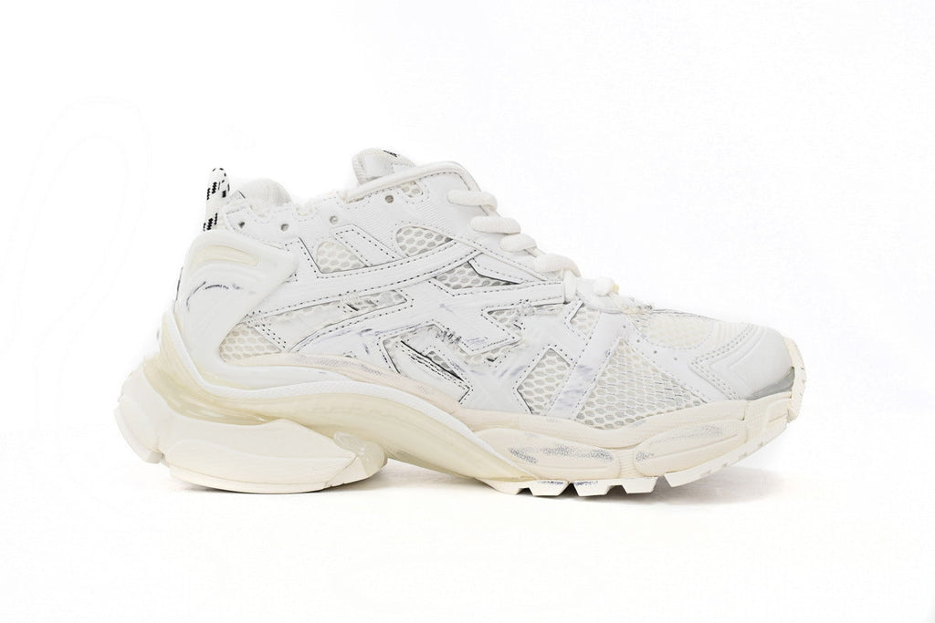 Balenciaga men's shoes Track  Runner Sneaker – Distressed Low-Top   balenciaga runners  White