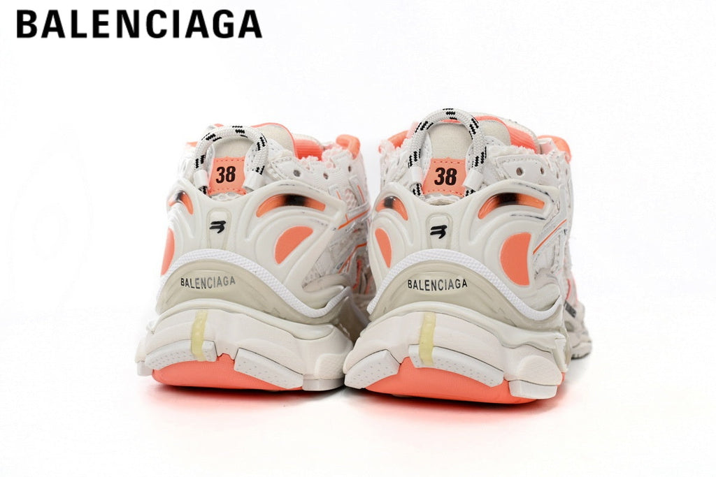 Balenciaga Runner men's shoes  women sneakers — White / Orange