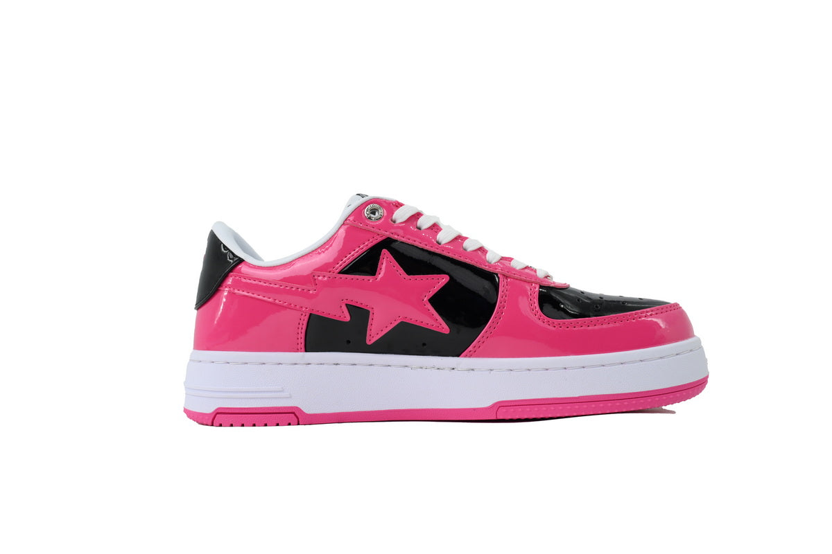 A BATHING APE BAPE STA Glossy Hot Pink & Black Sneakers | Women's & Men's Skate-Inspired Shoes