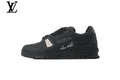 Louis Vuitton Trainer shoes for man  women Sneaker – All-Black Leather with Rhinestone Embellishment