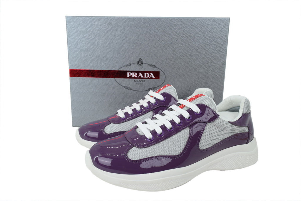 Prada America's Cup Sneakers  slip ons womens  prada designer mens shoes  gray purple