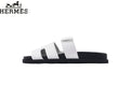 Hermès Black Leather Double-Strap Adjustable Slide Sandal