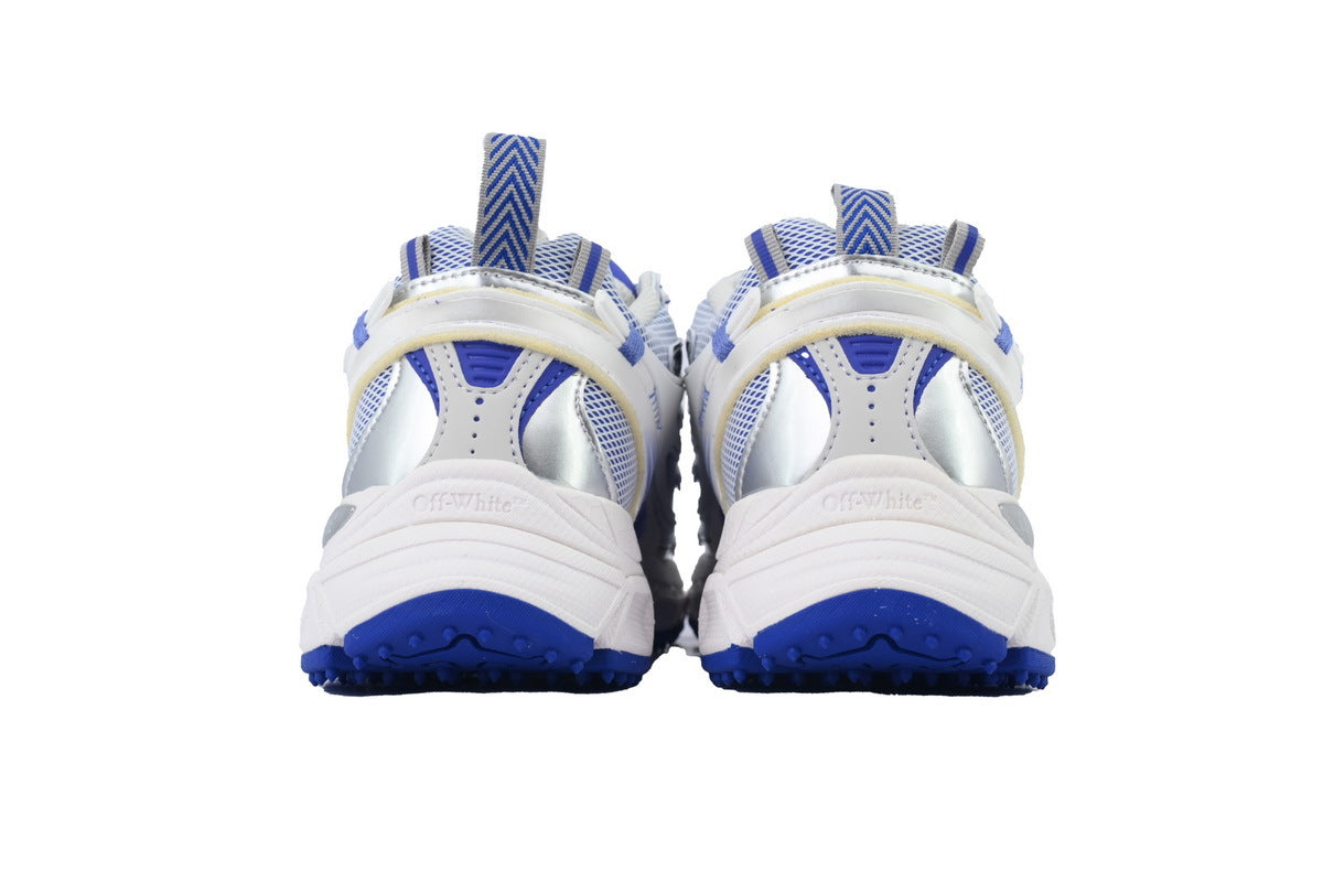 Off-White Be Right Back Women's Men's Shoes | White & Royal Blue Mesh Retro Sneakers