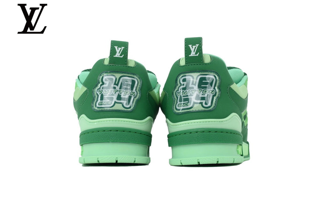 Louis Vuitton Trainer  shoes for man  women Sneaker – Two-Tone Green Mesh & Leather