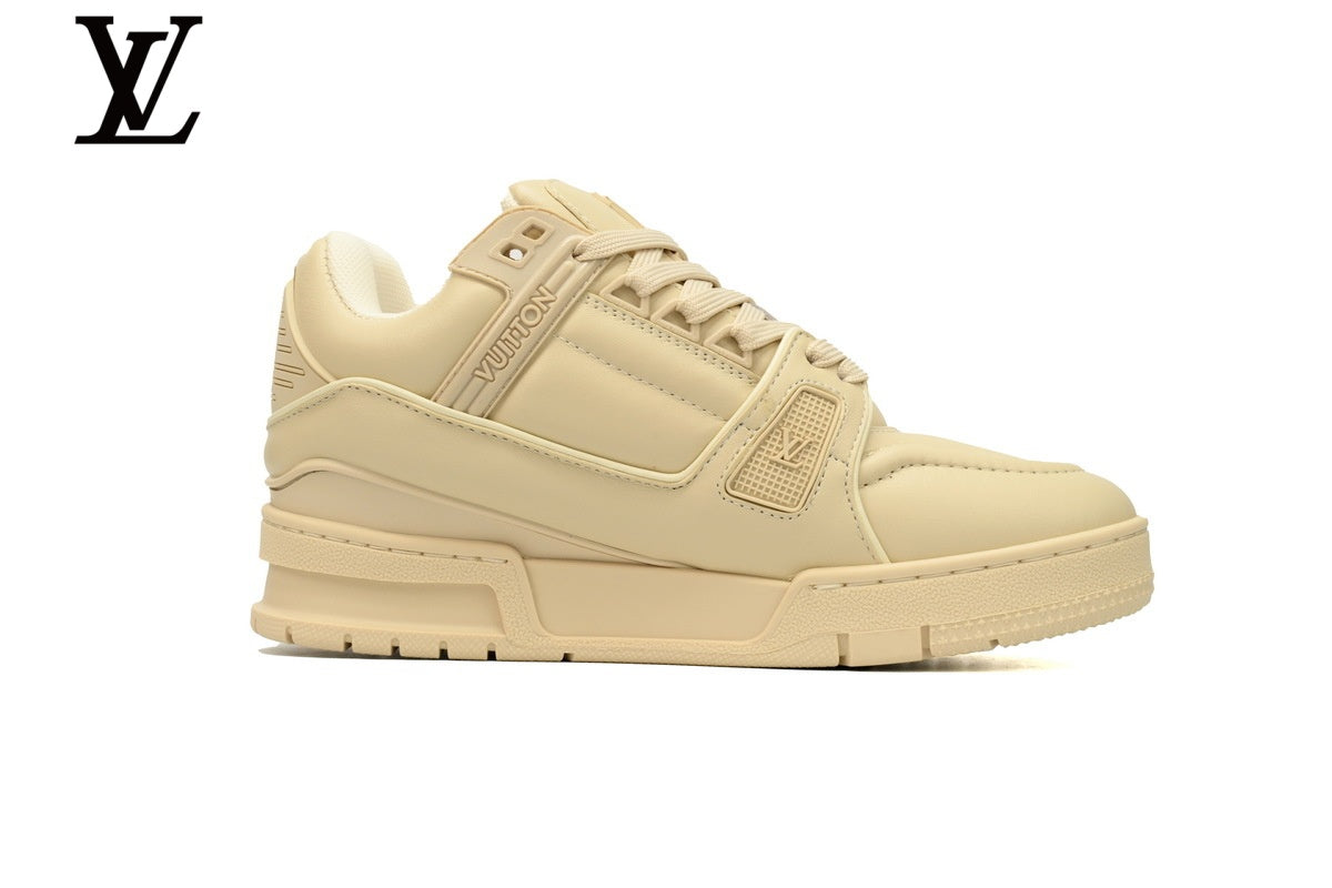 Louis Vuitton Trainer shoes for man  women Sneakers – Beige Leather