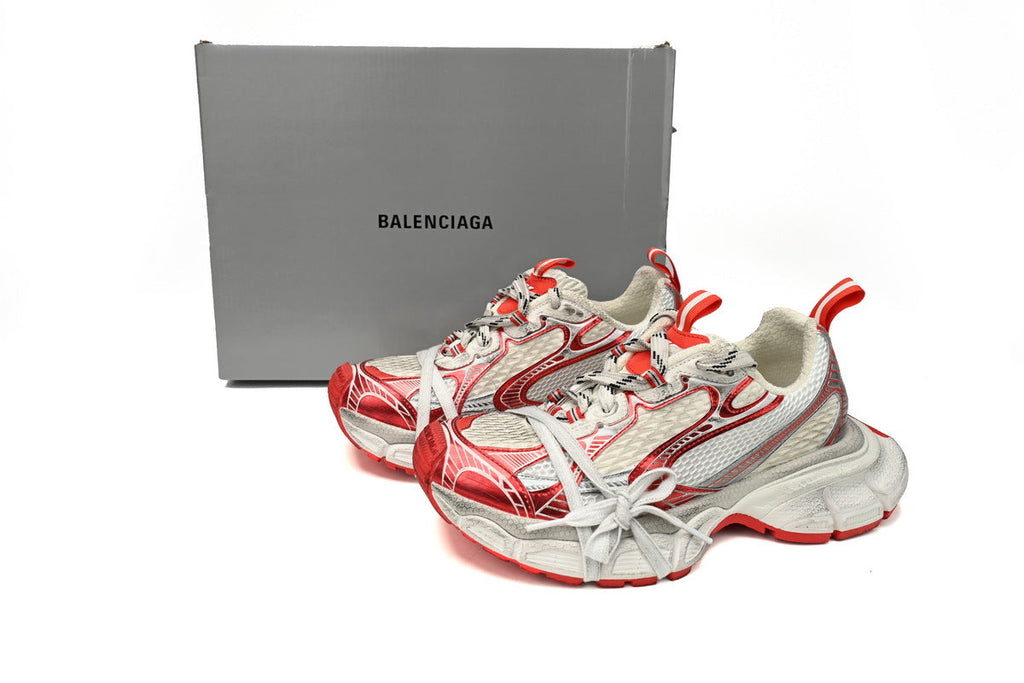 Balenciaga 3XL  men's shoes Track  Sneaker – Low-Top Chunky Sole  balenciaga runners White and Red