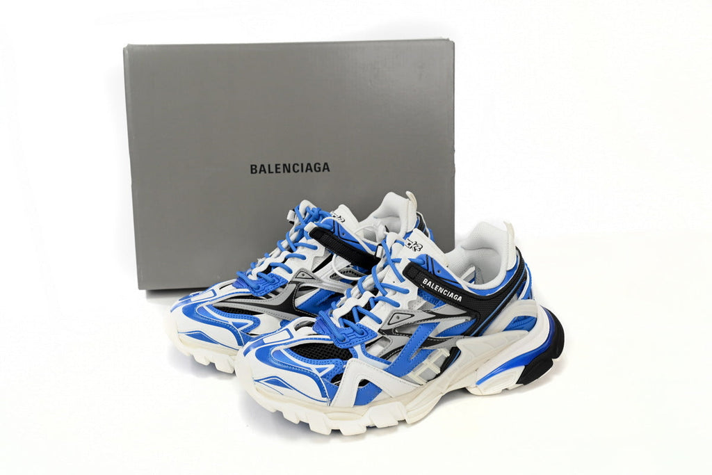 Balenciaga men's shoes Track.2 Sneakers   balenciaga runners White and Blue