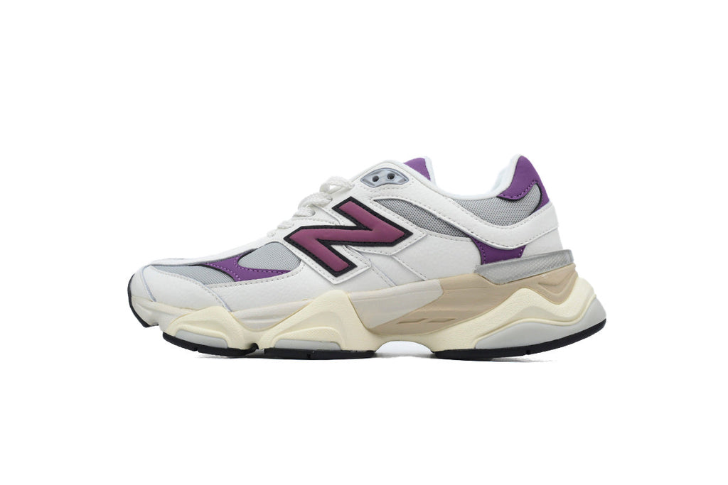 New Balance 9060 Women's & Men's White Purple Cream Chunky Retro Sneakers