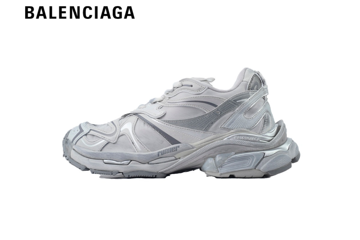 Balenciaga Runner men's shoes  women sneakers Light Grey Silver