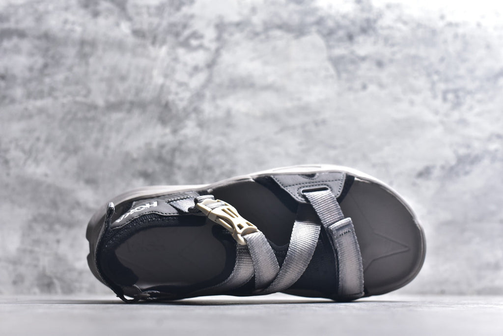 HOKA Recovery Women's Men's Shoes | Black & Gray Buckle Strap Sandals