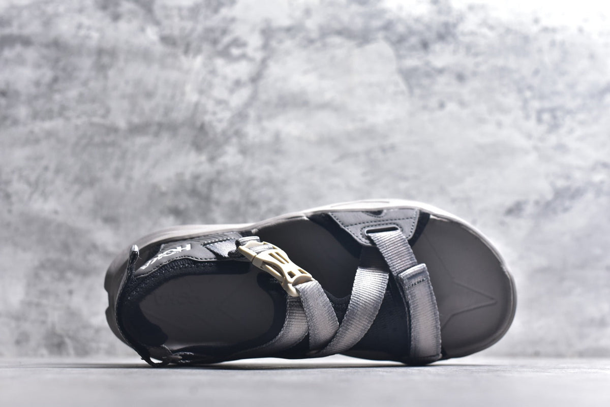 HOKA Recovery Women's Men's Shoes | Black & Gray Buckle Strap Sandals