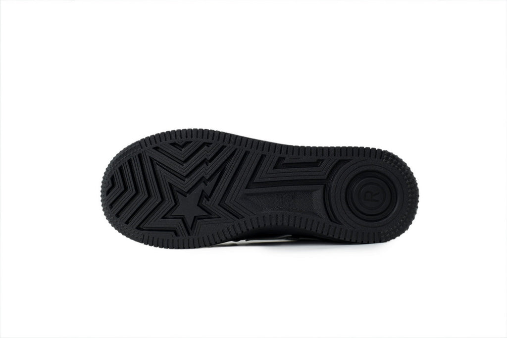 A BATHING APE BAPE STA Glossy Black & Silver-Star Sneakers | Women's & Men's Skate-Inspired Shoes