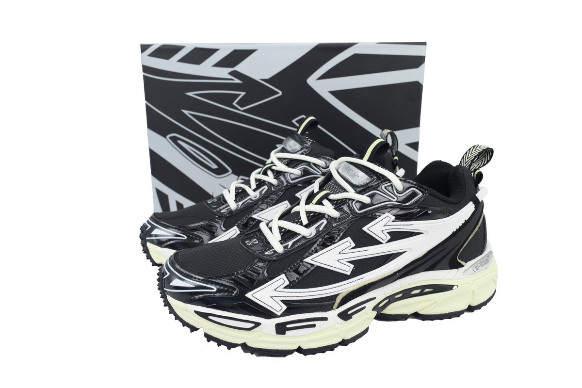 Off-White Be Right Back Women's Men's Shoes | Black & White Cream Sole Retro Sneakers
