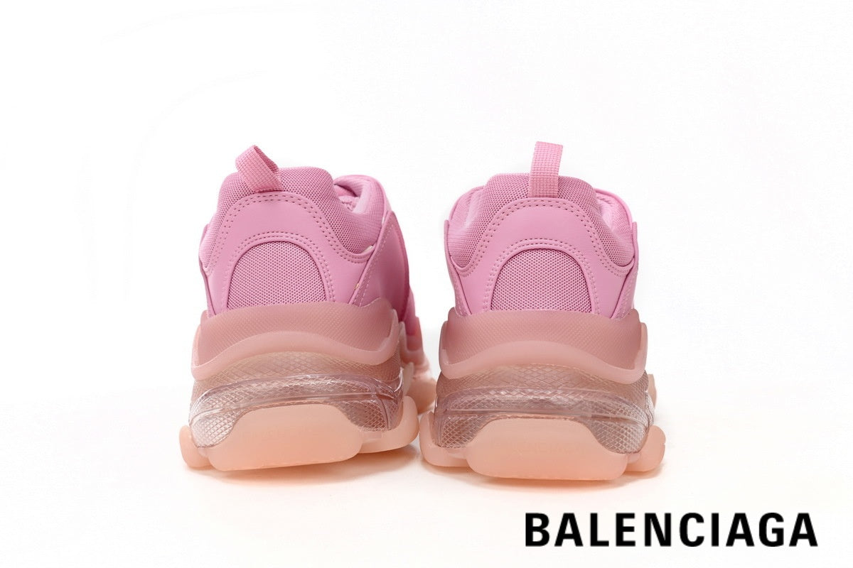 Balenciaga Triple S men's shoes  women sneakers – Pink & Clear Sole
