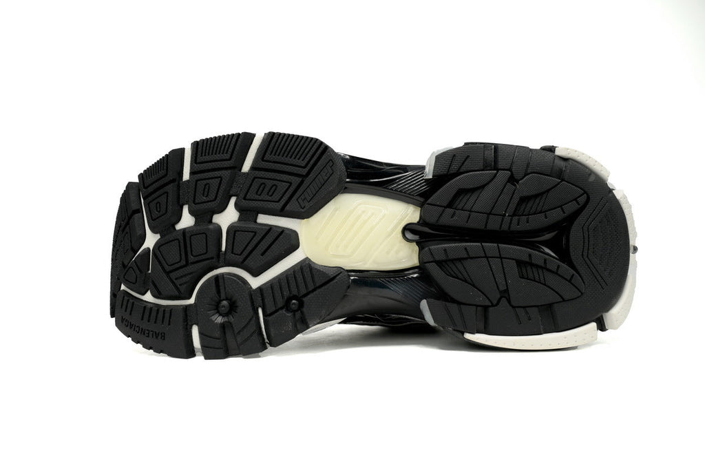 Balenciaga men's shoes Track  – Distressed Low-Top Runner Sneaker Black and White