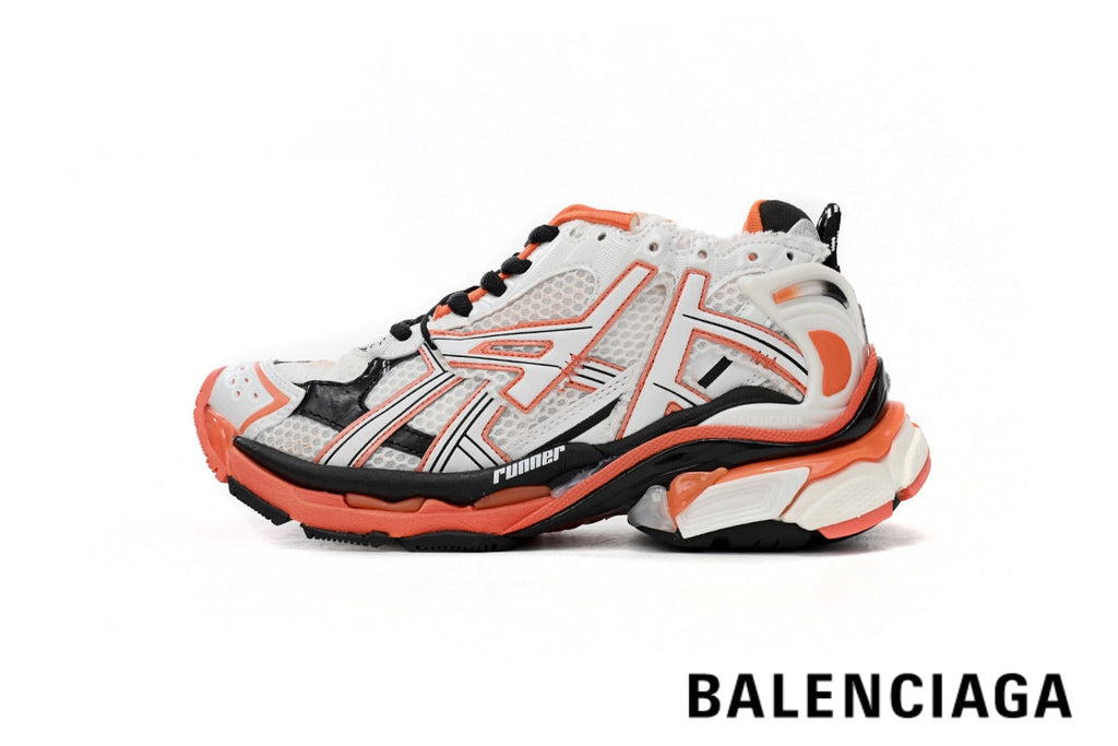 Balenciaga Runner men's shoes  women sneakers – White, Black & Orange
