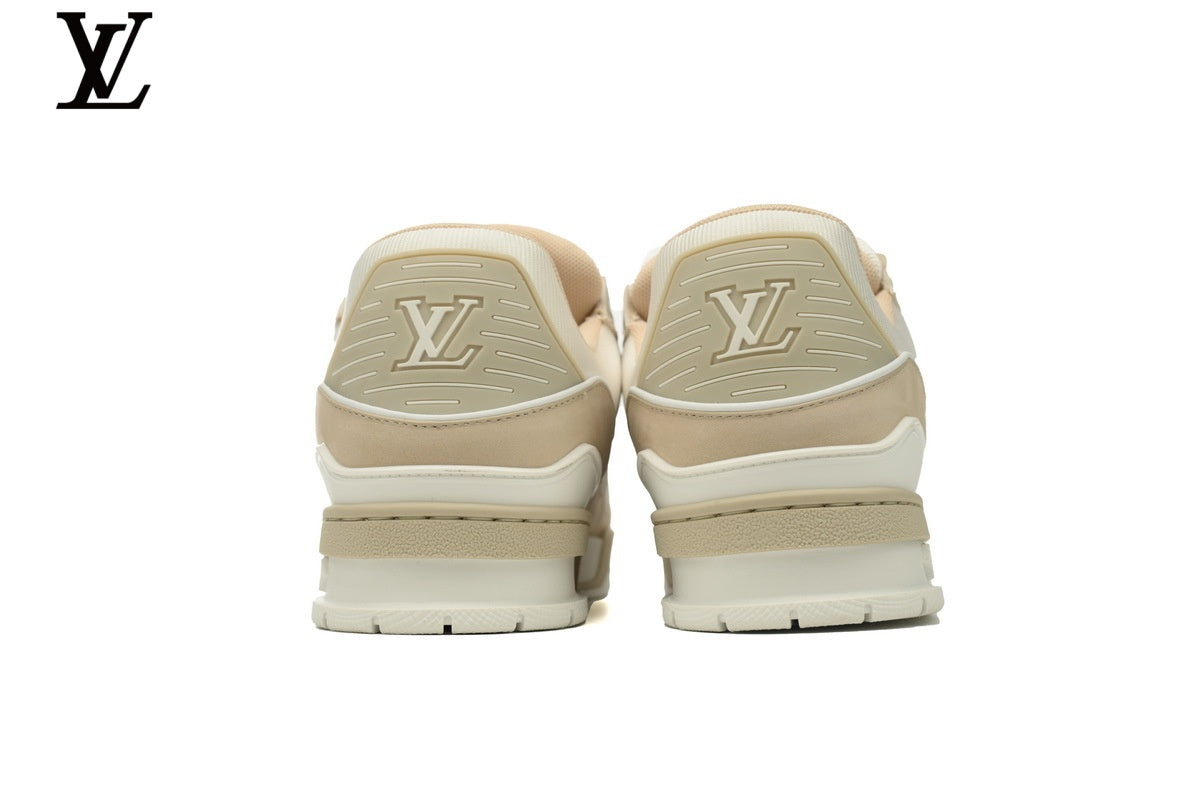 Louis Vuitton LV shoes for man  women Trainer Sneaker – Beige & White