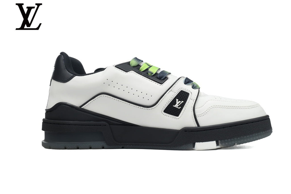 Louis Vuitton Trainer  shoes for man  women Sneaker – White & Black Multi-Lace
