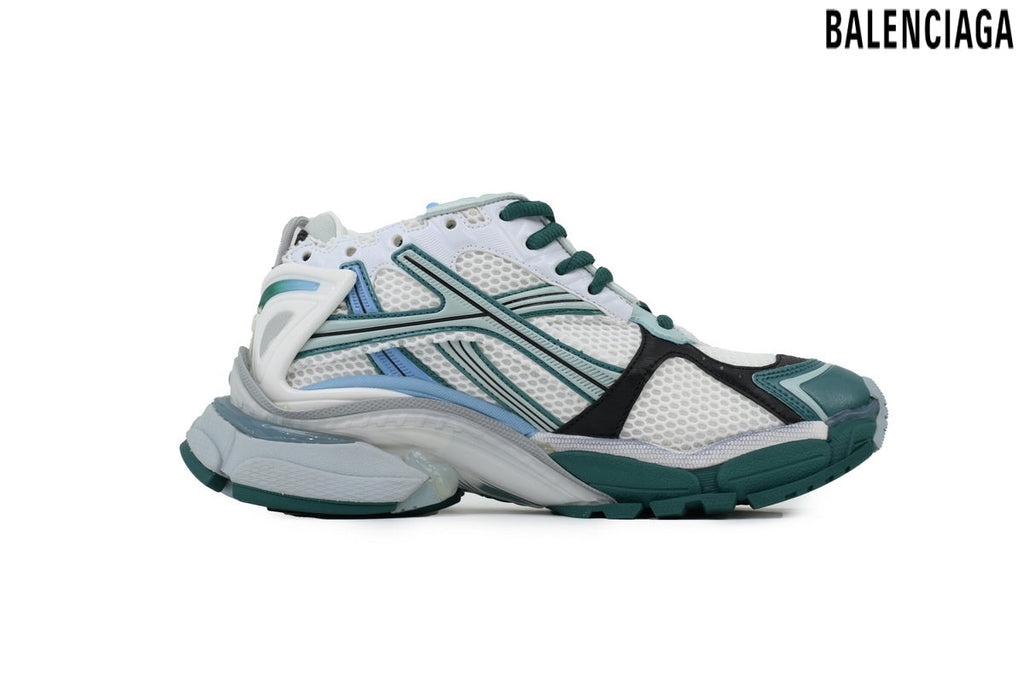 Balenciaga Runner men's shoes  women sneakers– White, Green & Blue (Premium)