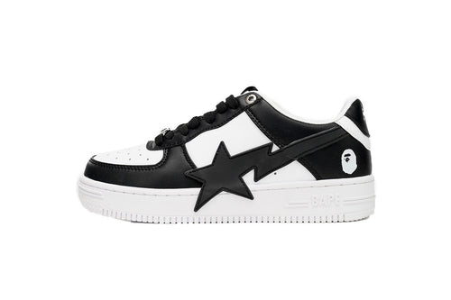 A BATHING APE BAPE STA Black & White Oversized-Star Sneakers | Women's & Men's Skate-Inspired Shoes