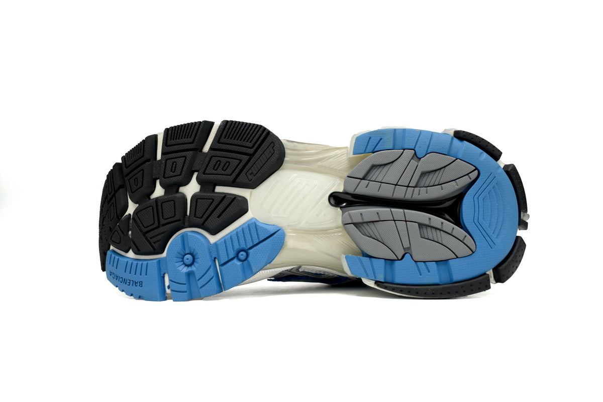 Balenciaga  men's shoes Track  Runner Sneaker – Distressed Low-Top  balenciaga runners White and blue